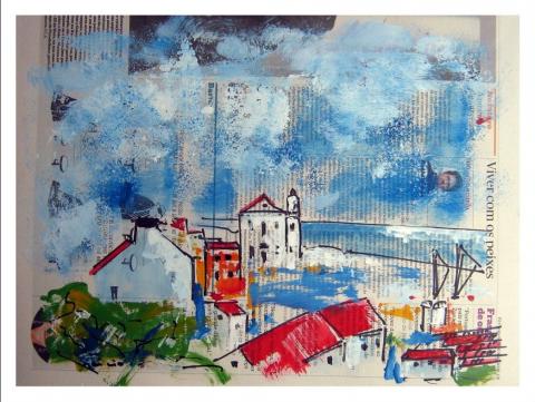 Lisboa - Pintura sobre jornal
